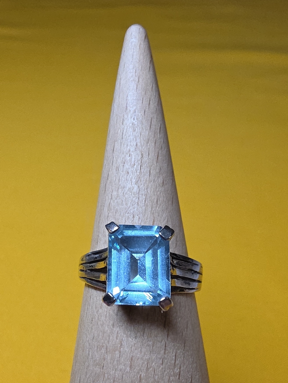 Vintage 925 Sterling Silver Lattice Filigree Blue Topaz Cocktail Ring ▪︎ Lovely!